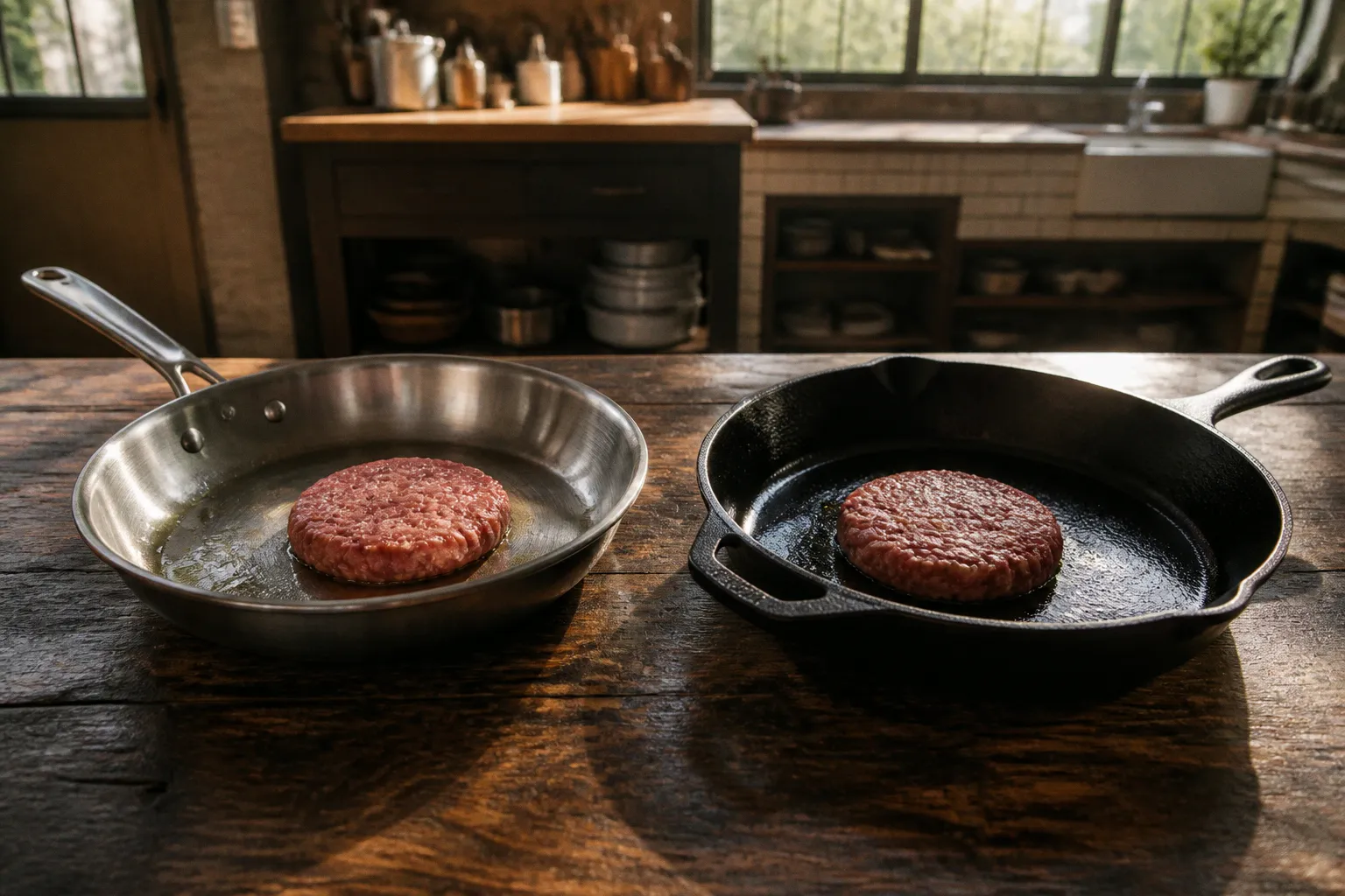Poêle pour steak haché : le duel entre l'inox et la fonte